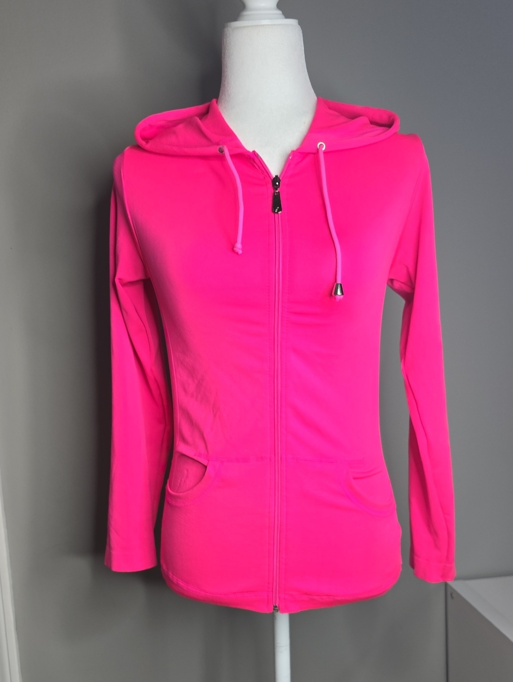 New Mix Bright Hot Pink Zip Hoodie with Drawstring